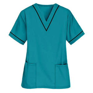Hauts de blouse d'hôpital sur mesure à manches courtes, uniformes médicaux, chemises de médecin, chemises de travail unisexes en toile respirante à séchage rapide - Product Image 5