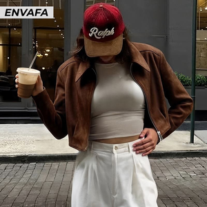 Chaqueta de Gamuza al por Mayor para Mujer, Chaqueta Corta de Gamuza Sintética Personalizada, Nueva, Informal y de Alta Calidad - Product Image 1