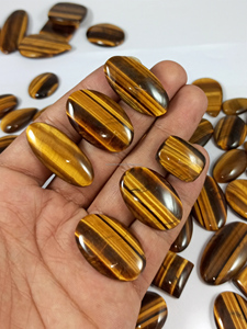 Piedra Preciosa Natural de Ojo de Tigre Amarillo de la Mejor Calidad, Corte Cabochón, Forma Mixta para Joyería - Product Image 4