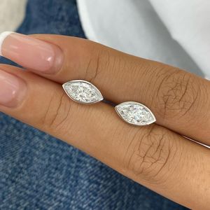 Moissanite 2CT Each Marquise Cut <b>Stud</b> Solitaire <b>Earrings</b> For Unisex 925 <b>Silver</b> for Women's Anniversary Party Jewelry For Partner - Product Image 2