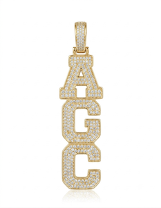 SHRAMAN DIAMOND Pendentif Lettre Verticale Personnalisé Hip Hop en Argent 925 Plaqué Or avec Moissanite et Pierres Serties, Breloque de Fête - Product Image 6