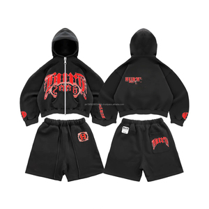 Ropa de Otoño para Mujer 2025, Pantalones Cortos con Logotipo Personalizado, Chándal para Hombre, Sudadera con Capucha y Pantalones Cortos al por Mayor, Conjunto de Dos Piezas Morado - Product Image 1