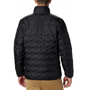 Chaqueta Acolchada Geométrica Negra para Hombre, Cuello Alto, Cierre de Cremallera, Resistente al Viento, Ropa Exterior Informal de Invierno - Product Image 2