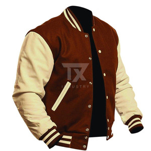 Wholesale Winter Old School Letterman <b>Baseball</b> <b>Jackets</b> <b>Men</b> Custom Knitted Breathable Cotton Woolen Fabric Plus Size Windproof - Product Image 2