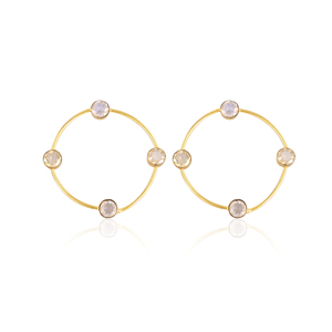 Boucles d'oreilles en quartz citron hydro et quartz cristal hydro, bijoux fantaisie faits à la main pour femmes - Product Image 1