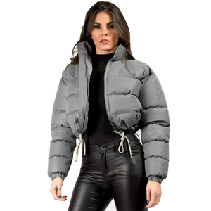 High Quality Winter Warm Wear Women's <b>Cropped</b> Casual Regular <b>Puffer</b> <b>Jacket</b> Canvas Knitted Breathable Waterproof Cotton Lining - Product Image 4