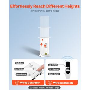 ระบบเสาไฟฟ้ายกปรับระดับได้สามขั้นตอน รองรับน้ำหนัก 176 ปอนด์ โต๊ะยกปรับระดับได้ ช่วงความสูง 14.2-31.1 ฟุต โต๊ะคอมพิวเตอร์แบบยืดหดได้ - Product Image 4