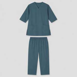 Unisex Teal <b>Scrub</b> <b>Set</b> with V-Neck Top and Elastic Waist Pants Hospital Uniforms Customizable Fabric & Logo - Product Image 1