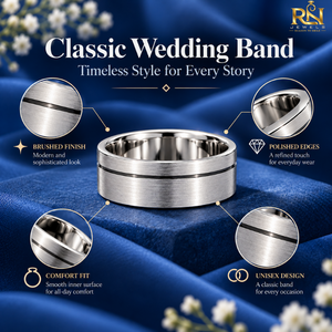 Bague de mariage en argent brossé avec bords biseautés polis pour unisexe |   Bague fine classique finition satinée, bague fine minimaliste moderne - Product Image 5