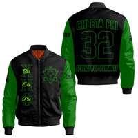 Blouson d'hiver pour homme Chi Eta Phi, noir et vert, imprimé dessin animé, col montant, fermeture éclair sur le devant, style décontracté, Service for Humanity