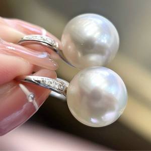 Boucles d'oreilles à crochet en perle naturelle de 11-12 mm, argent S925 avec placage or, comparable à la perle blanche australienne, cadeau de rétention, fabricant - Product Image 2