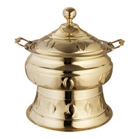 Plat à chafing rond en acier et laiton de qualité alimentaire 6L, durable, fait main, personnalisable, prix usine, finition antique/brillante