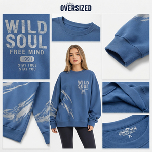 Sweat-shirt oversize pour femme en molleton imprimé, col rond, coupe ample, pour l'hiver - Product Image 6