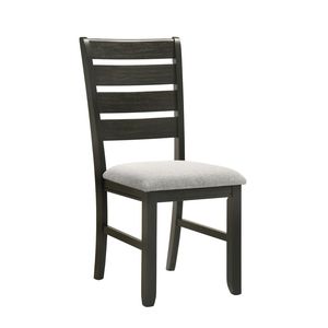 Set di 2 Sedie da Pranzo Contemporanee con Cuscini in Tessuto Grigio Chiaro, Finitura Scura, Arredamento per Cucina e Sala da Pranzo - Product Image 1
