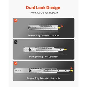 Guide per cassetti a estrazione totale, 1 paio, capacità di carico 500 libbre, con blocco, gamma 18-60 pollici per varie misure - Product Image 3