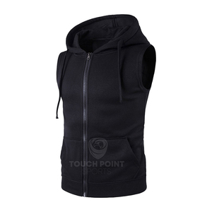 Hoodie sans manches coupe classique 100 % coton zippé respirant séchage rapide décontracté confortable pour homme - Product Image 4