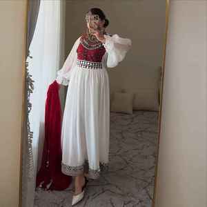 Frock Style Maxi Chiffon Lace Ethnic Bridal Wedding Ladies Afghani Salwar Kameez Dress Suit Pashtun Festival Kuchi Breathable - Product Image 6