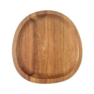 Plato redondo de madera, bandeja para servir, plato de madera, accesorio de cocina, plato de madera natural, decoración para mesa de comedor, plato rústico para servir - Product Image 4