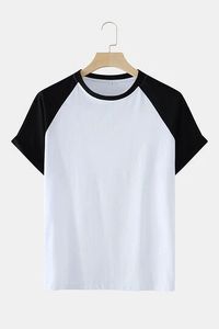 Camiseta Raglán para Hombre, Manga Corta, Cuello Redondo, con Contraste en las Mangas, Logotipo Personalizado, Ropa Casual Urbana - Product Image 6