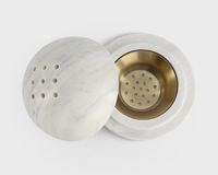Brûleur d'encens rond en marbre avec bol en acier inoxydable, brûleur d'oud arabe, porte-parfum de luxe pour la maison, décoration du Ramadan