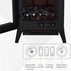 Cheminée électrique 23 pouces avec effet de flamme LED, 750W/1500W, insert autoportant pour usage intérieur, pour maison et hôtel, en verre et métal - Product Image 5