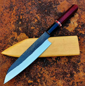 Couteau de chef japonais forgé à la main en acier Damas, lame en acier carbone de 8-9,9 pouces, manche en bois, couteau de cuisine ambidextre - Product Image 1
