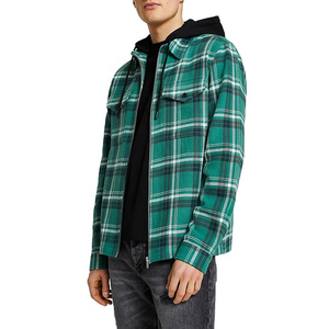 Wholesale Streetwear <b>Flannel</b> Shirt <b>Jacket</b> Long Sleeve Plaid Polyester Lined Breathable - Product Image 2