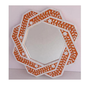 Marco de Espejo de Pared con Incrustaciones de Hueso Metálico Hecho a Mano, Forma Hexagonal, Regalo de Boda o Decoración para el Hogar, para Sala de Estar y Dormitorio - Product Image 6