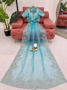 Sari de soirée élégant en soie organza lourde avec broderie de sequins pour femmes toutes saisons, marque TENNECY - Product Image 5