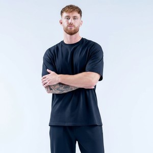 T-shirt en coton surdimensionné pour homme avec logo personnalisé, style urbain, coupe décontractée, délavage vintage, tissu épais, haut de mode vierge - Product Image 5