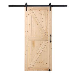8-in-1 Smooth & Quiet 36\" X 84\" <b>Wood</b> Sliding Barn Door Hardware Kit with Spruce <b>Wood</b> Panelled <b>Slab</b> Easy Installation - Product Image 1