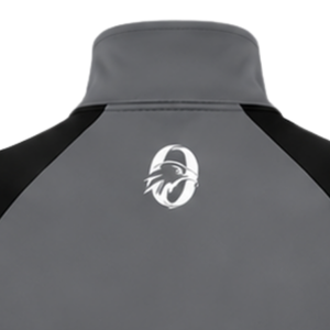 Haut de sport athlétique pour femme, gris anthracite et noir, à quart de zip, manches longues, avec passe-pouce, coupe ajustée, pour la course et la gym - Product Image 5