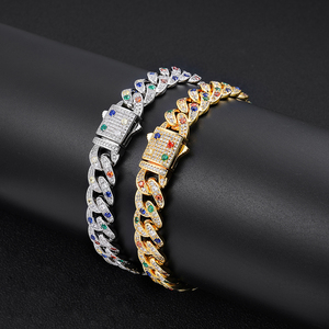 Pulsera de Plata 925 con Eslabones Cubanos y Diamantes Multicolor Cultivados en Laboratorio, Certificados, Ligeros, Estilo Hip Hop - Product Image 5