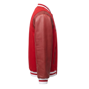 เสื้อแจ็คเก็ต Letterman Varsity สำหรับผู้ชาย แบบสั่งทำพิเศษ ผสมผสานวัสดุขนสัตว์ แขนหนัง ปักลาย ตกแต่งด้วยแพทช์ สไตล์สตรีทแวร์ ขายส่ง - Product Image 4