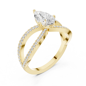 Luxury Pear Cut Diamond Engagement <b>Ring</b> 18K Gold <b>Split</b> Shank Micro Pave Designer <b>Ring</b> - Product Image 2