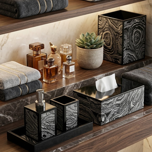 Luxury Glass Bathroom Accessories Set 6 Pieces | Premium Transparent Glass Soap Dispenser <b>Toothbrush</b> <b>Holder</b> Soap Dish Tumbler - Product Image 6