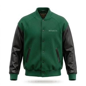 Chaqueta Varsity Reversible Unisex de Alta Calidad, 100% Lana, con Bordado Chenille, Mangas de Cuero, Personalizable con Letras de Béisbol - Product Image 1