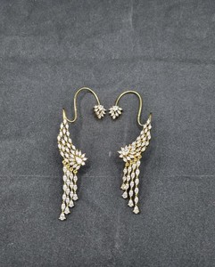 Pendientes de Oreja con Diseño de Pluma y Piedra Tallada Marquise, Estilo Largo con Borlas, para Novias, de Fabricante - Product Image 4