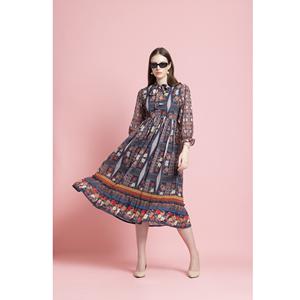 Vestido Largo Estampado Floral Multicolor de Calidad de Exportación para Fiestas y Eventos, Disponible a Precio de Fabricante - Product Image 1