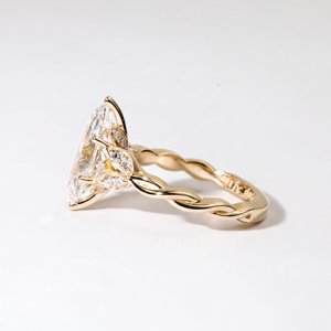 Twisted Rope Marquise Shape Lab Grown <b>Diamond</b> <b>Ring</b> Solid 10K 14K 18K Gold Twisted Band Cluster Accents Wedding <b>Ring</b> For Women - Product Image 3