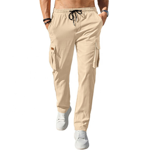 Wholesale OEM Men's 100% Cotton Canvas Mid Waist Cargo Pants Breathable Lightweight Customized Logo High Quality Casual Style - Product Image 1