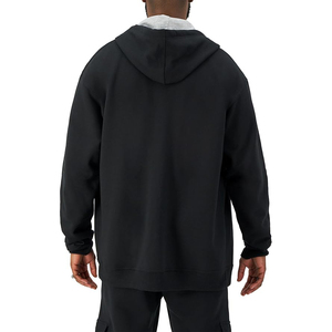 Men's <b>Black</b> Hooded Zip-Up Sweatshirt Regular Fit Casual Autumn Wear 100% Cotton <b>Fleece</b> Knitted Solid Color - Product Image 4