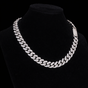 Collar de Cadena Cubana de Lujo de Plata 925 con Moissanita y Baño de Rodio, Engaste de Garra, Estilo Iced Out Hip Hop, Joyería Personalizada para Hombre para Boda - Product Image 1