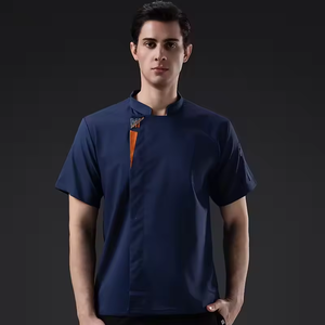 Uniforme de chef personnalisé avec logo, polyester/coton, vêtements de cuisine courts pour hommes, pour restaurants, hôtels, cafés, boulangeries, entreprises de restauration - Product Image 2