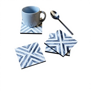 แผ่นรองแก้วกาแฟทำมือหนา 5 มม. ใช้ซ้ำได้ ลดราคาพิเศษ สำหรับตกแต่งบ้านและสำนักงาน ลายฝังกระดูก ใช้สำหรับวางชา น้ำผลไม้ - Product Image 1