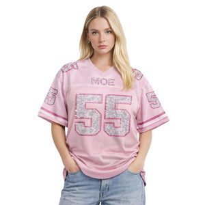 Maillot de football américain tendance Y2K pour femme, en maille tricotée, col en V, avec numéro en strass, débardeur à manches courtes, coupe ample, style streetwear - Product Image 2