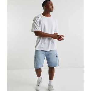 Camiseta de Algodón Marrón Oversize para Hombre, Manga Corta, Cuello Redondo, Casual, Color Sólido, Tejido Jersey, Teñido Liso - Product Image 5