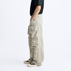Jeans cargo noirs décontractés pour hommes avec logo personnalisé, poches, grandes tailles, prix de gros, prix bas, OEM - Product Image 1
