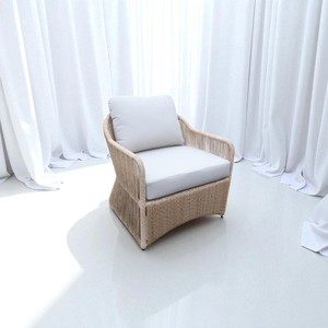 Conjunto de Sofá de Ratán Sintético para Exteriores con Cojines Gris Claro y Mesa de Centro Redonda para Patio, Jardín y Terraza - Product Image 4