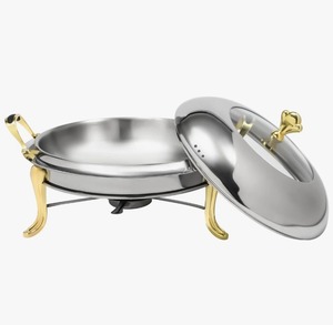 Premium Stainless Steel 5 Qt Round Chafing Dish Set of 4 <b>Buffet</b> Food <b>Warmer</b> with Full Pan At Cheap Price - Product Image 6